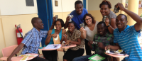 Group of people smiling.